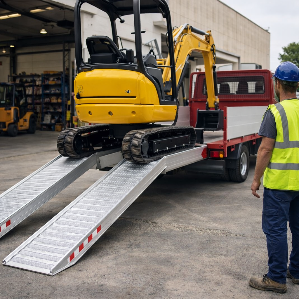 Aluminium Loading Ramps – 4000x400mm – 2500kg Capacity – Plant & Digger Use