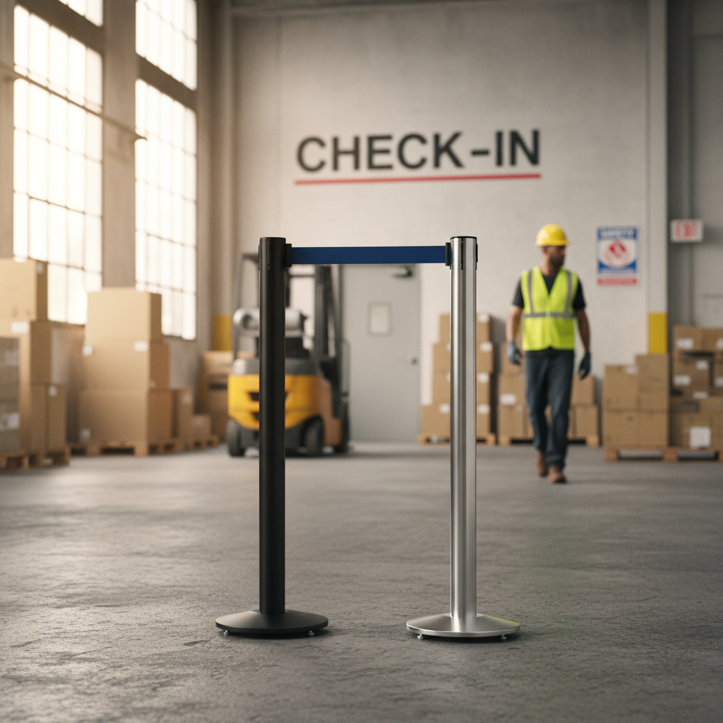 Premium Heavy Duty Permanent Stanchion with Aluminum Construction for Airports, Malls, and Stadiums - Customizable Design
