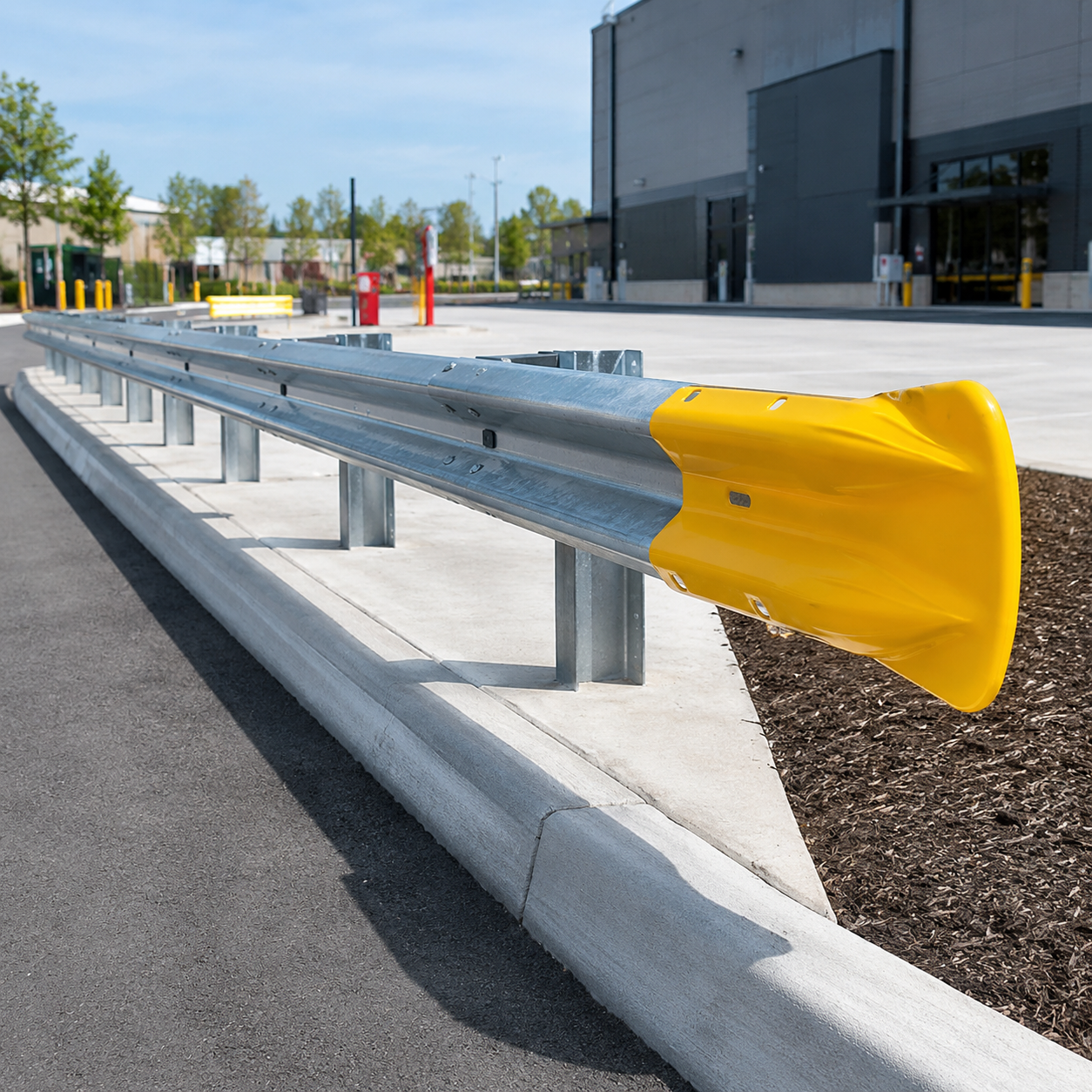 Heavy Duty Yellow Powder Coated Galvanized Steel Fishtail Armco Barrier End Cap for Enhanced Visibility and Durability