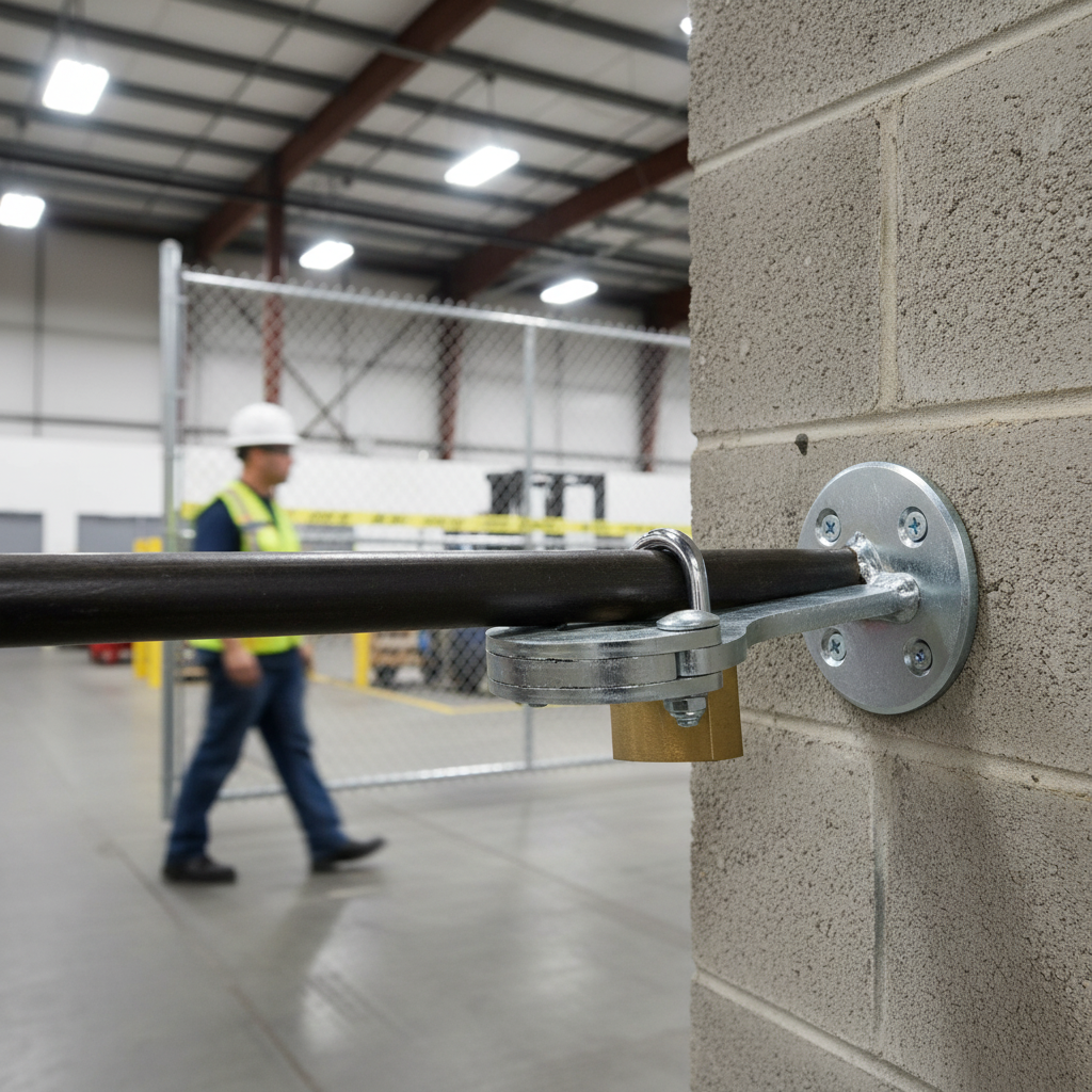 Premium Heavy Duty Wall Anchor Kit for Secure Barrier Installation with Padlock Option and... - side view | Barriers Co