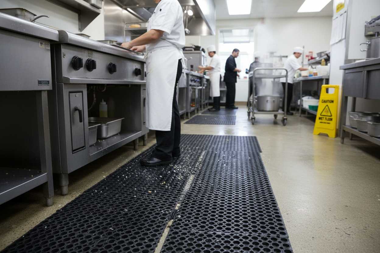 Premium Heavy Duty Interlocking Anti-Slip Rubber Mat for Wet and Dry Environments - Durable and Comfortable Surface