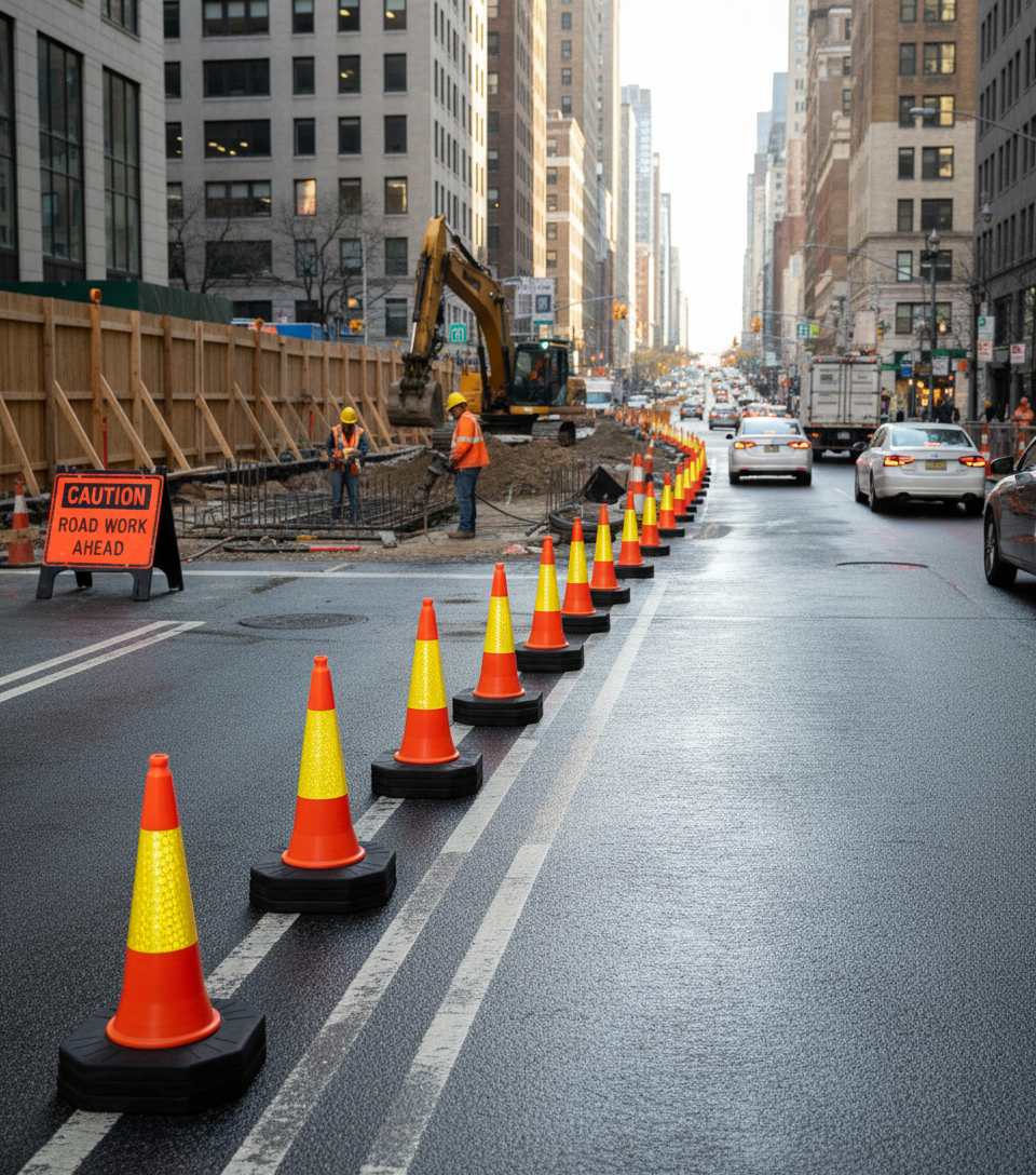 Premium 100 cm Traffic Cone Package - 10 Heavy Duty UV-Resistant Cones with Reflective Strip for Enhanced Visibility