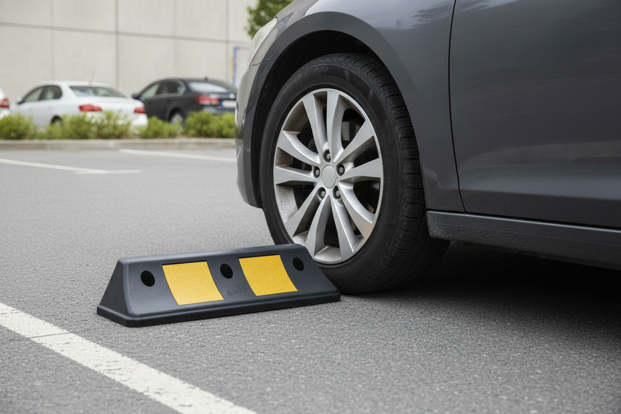 Premium Heavy Duty Vehicle Wheel Stop 500mm - Durable PVC with High Visibility for Parking Safety and Secure Installation