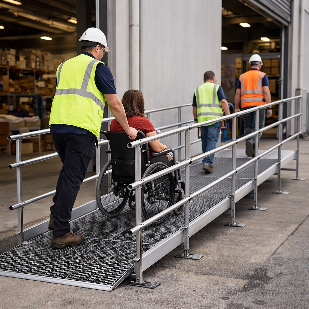 Modular Ramp Kit – 1500mm x 5200mm – Double Height Handrails – Wheelchair Access