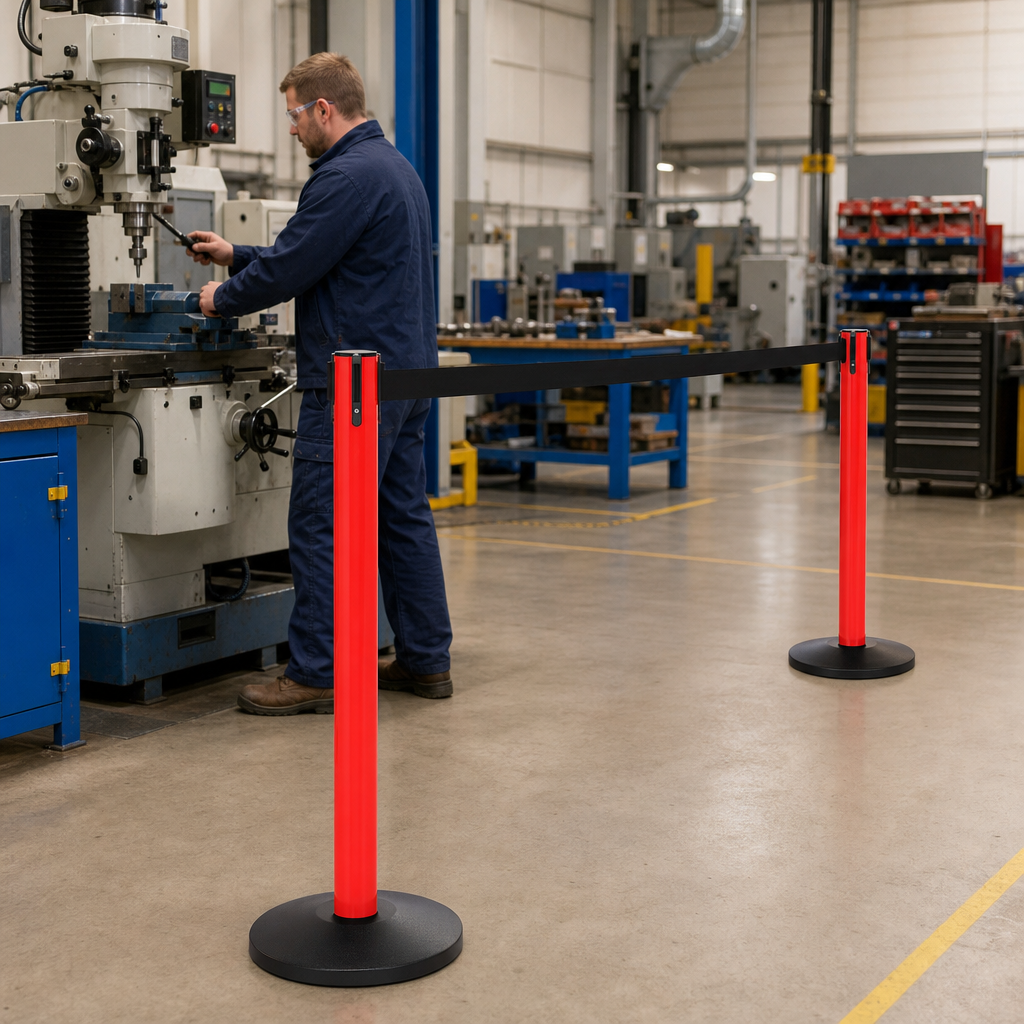 Heavy Duty Aluminium Belt Barrier System 3.4m for Workshops