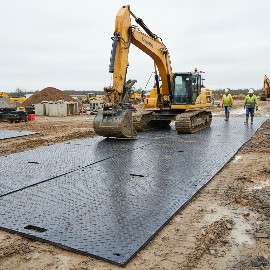 Premium Medium Duty Ground Protection Mat with 30 Ton Load Capacity, Lightweight and Reusable... - side view | Barriers Co