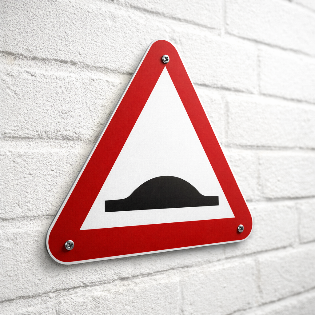 Wall Mounted Speed Bump Warning Sign – 600mm x 600mm – Dibond – Road Safety