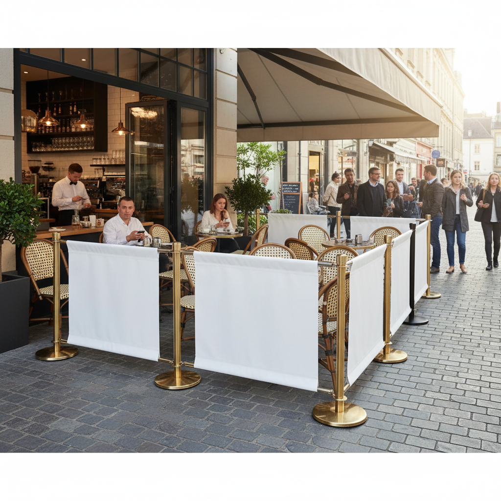 Premium Café Barrier Set with Custom Printed Banner – 2 Meter Posts for Branding Visibility