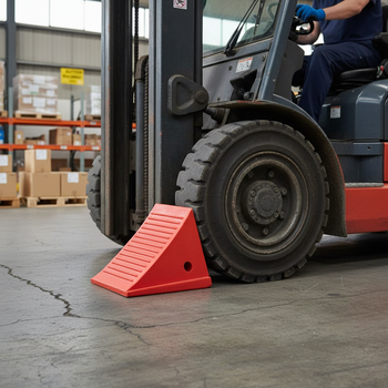 Premium General Purpose Wheel Chock for Medium-Sized Trucks, Durable Polyurethane Construction with High Visibility Design