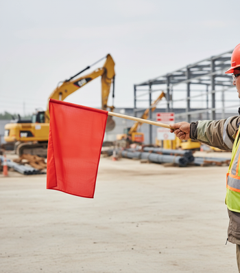 Premium Fluorescent Red Signal Flag with 19mm Pole for Roadwork Safety - High-Quality Professional Grade for Industrial and Commercial Applications