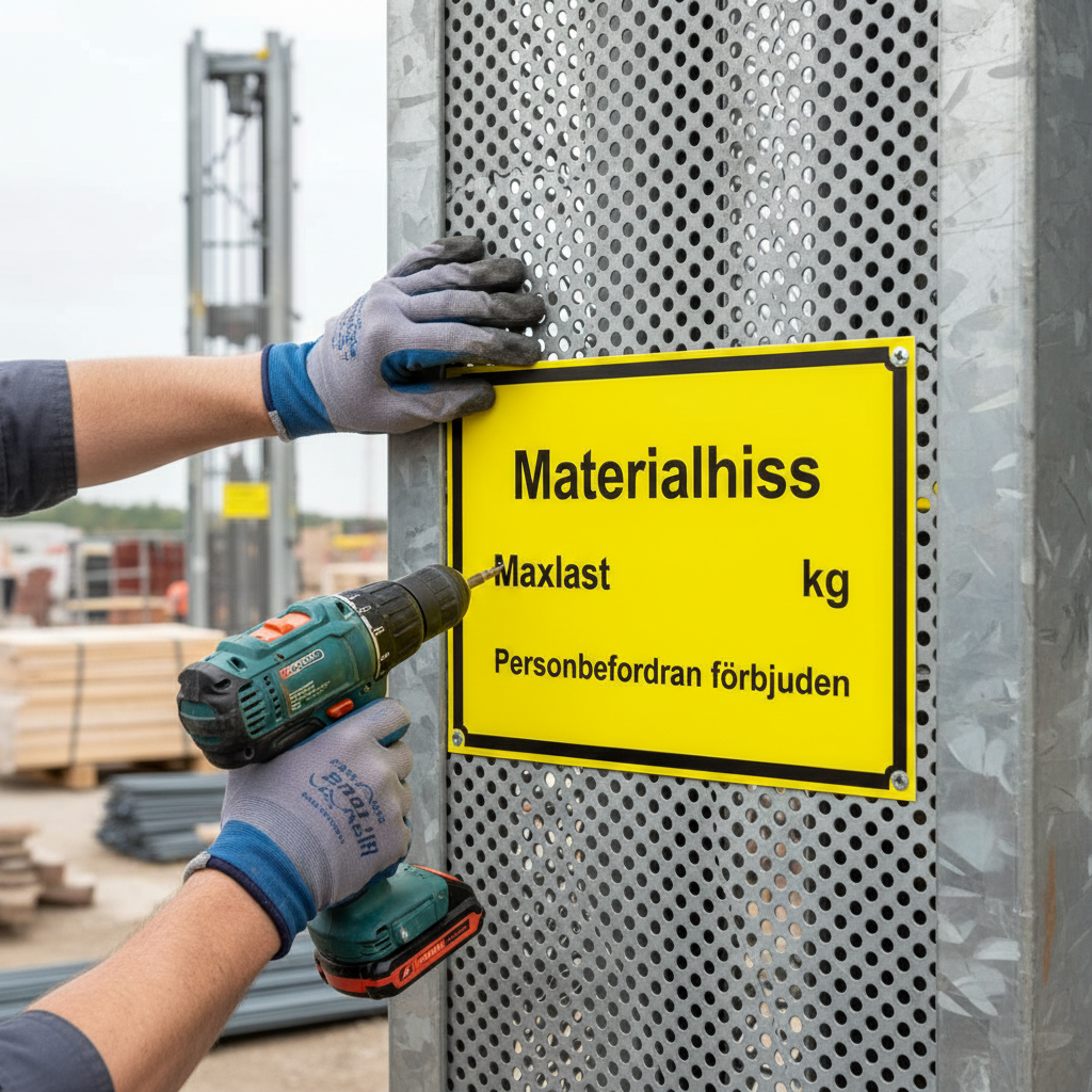 Professional Warning Sign for Material Hoist - Durable PVC, Magnetic, and Aluminum Options with High Visibility and Easy Installation