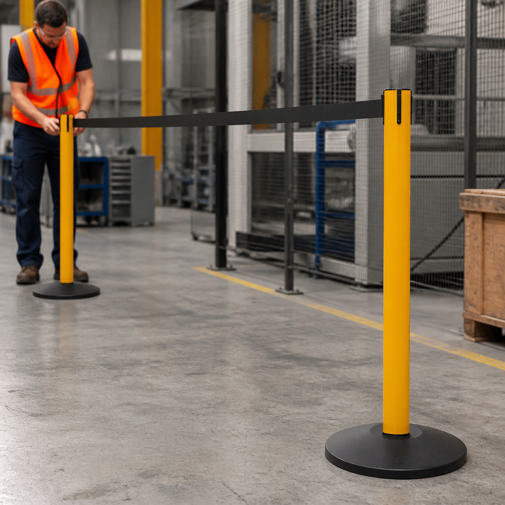 Heavy Duty Aluminium Belt Barrier System 4.9m for Factories