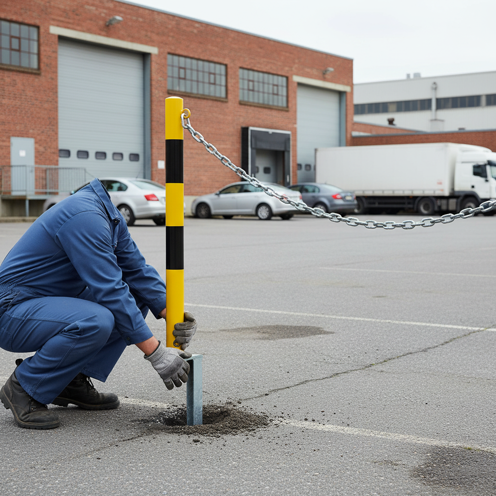 Premium Steel Chain Bollard with Ground Spike - Ø60 mm for Secure Perimeter Marking