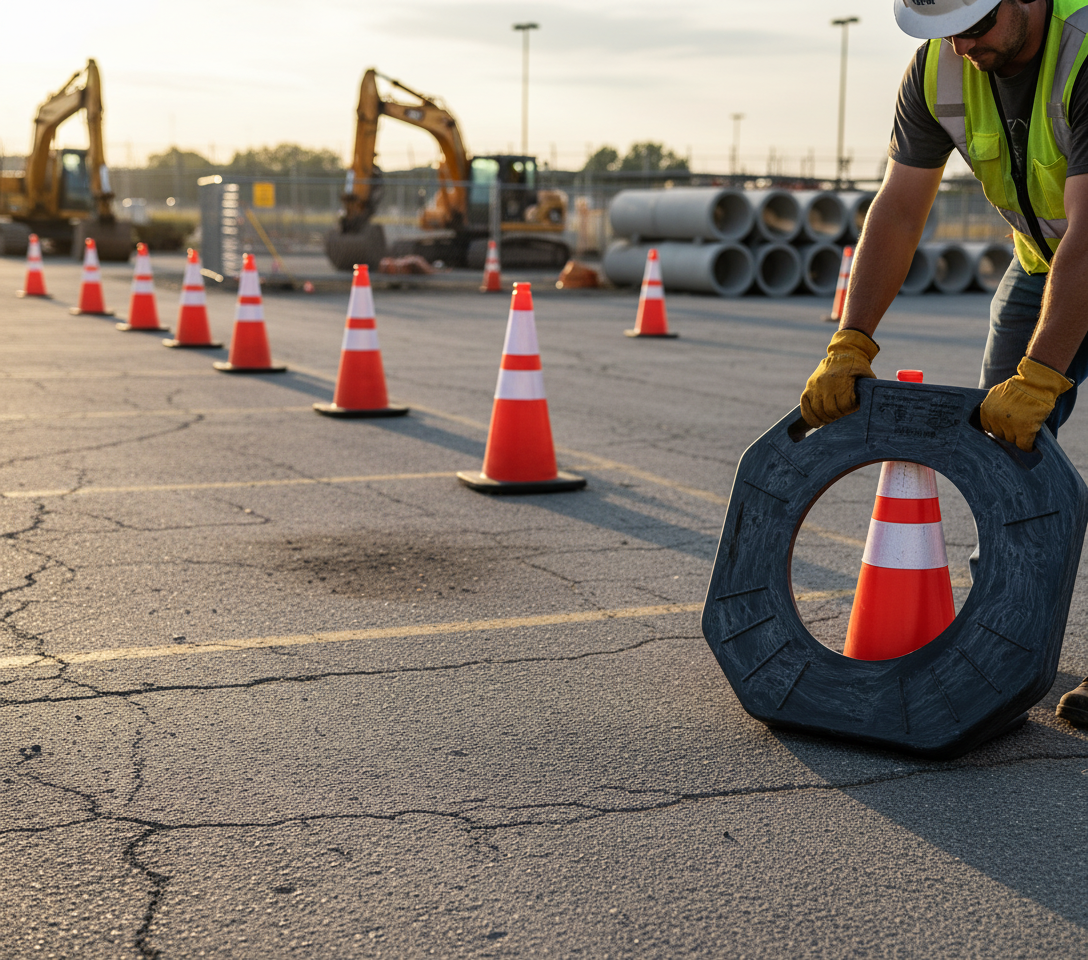 Premium Heavy Duty Extra Weight for Standard Traffic Cone - 6 kg with 565 mm Dimensions and 320 mm Hole Diameter