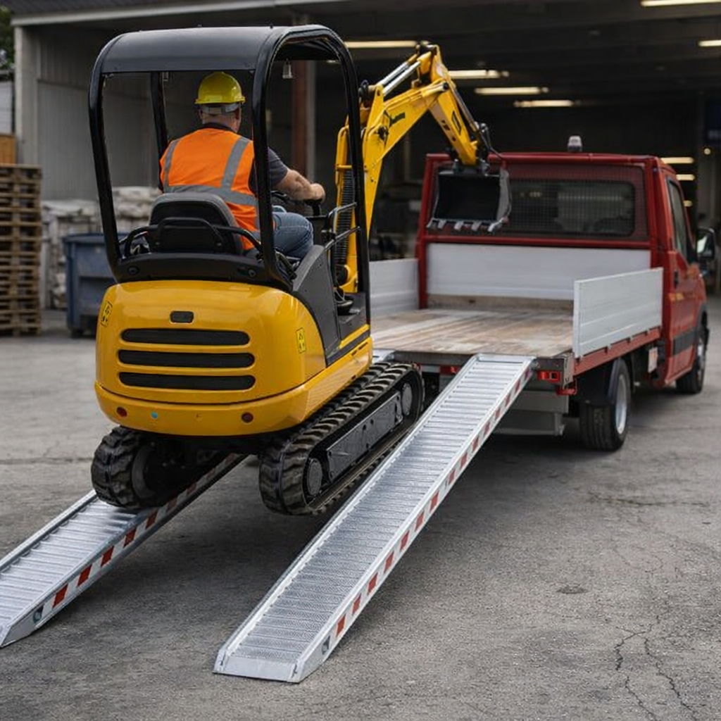 Aluminium Loading Ramps – 5000mm x 360mm – 1500kg Capacity – Plant & Digger Use
