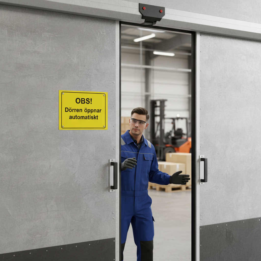 Premium Automatic Door Warning Sign in Various Materials and Sizes for Clear Safety Indication