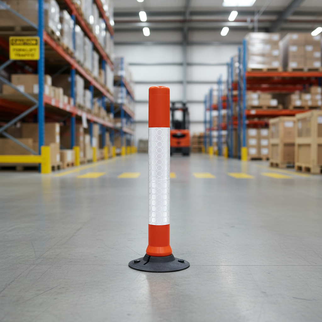 Premium Fixed Delineating Post with Reflective Sleeve for Traffic Control, Easy Installation and High Visibility