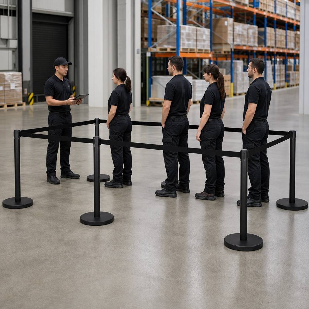 Belt Stanchion Set with 3m Retractable Belt for Event Management (Pack of 6)
