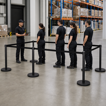 Belt Stanchion Set with 3m Retractable Belt for Event Management (Pack of 6)
