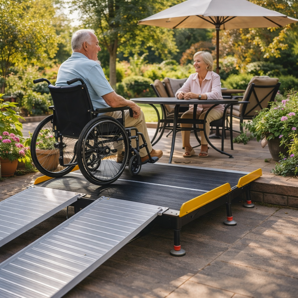 Adjustable Platform – 935mm x 1010mm – Black with Yellow Edges – Mobility Aid