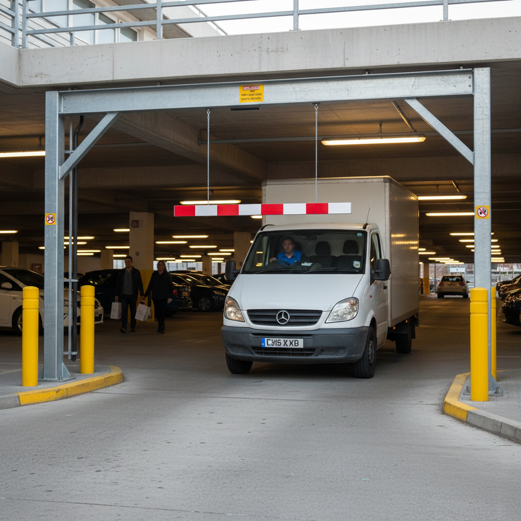 Premium Aluminium Height Restriction Bar for Car Parks - High Visibility and Durable Design - side view | Barriers Co