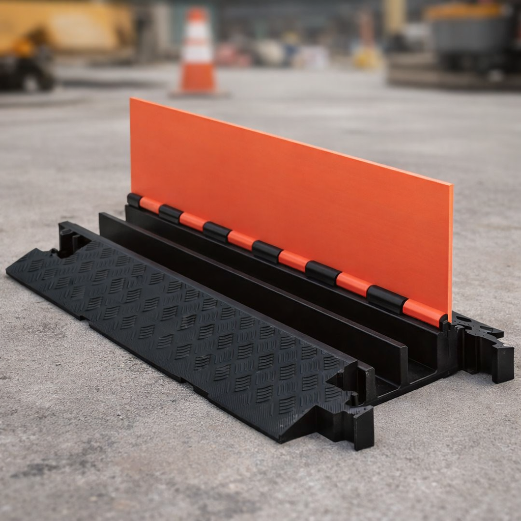 3-Channel Cable Protector – Orange/Black – Heavy Duty – Commercial Use
