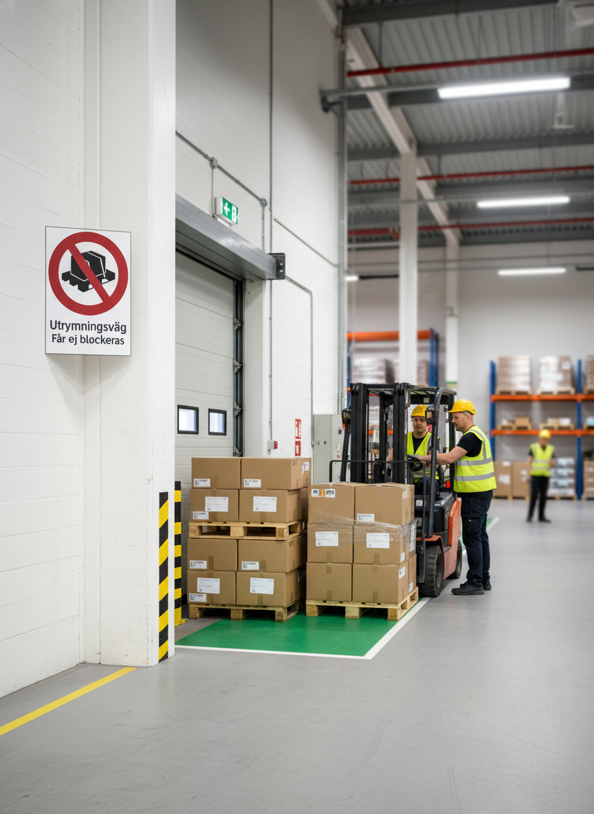 Premium Prohibition Sign - Emergency Exit Path Must Not Be Blocked in Various Materials and Sizes for Safety and Clarity