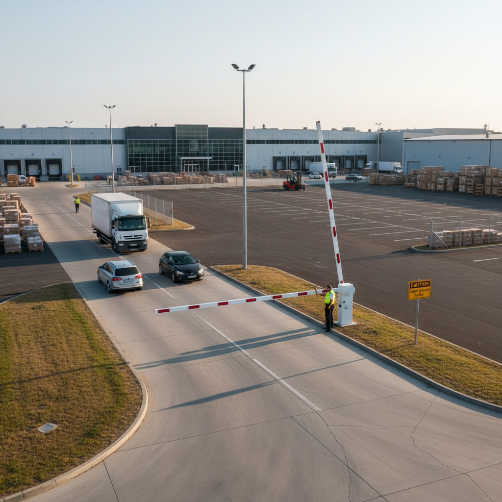 Premium Adjustable Height Restriction Barrier with Pivoting Crossbar for 2-4.5m Width Areas