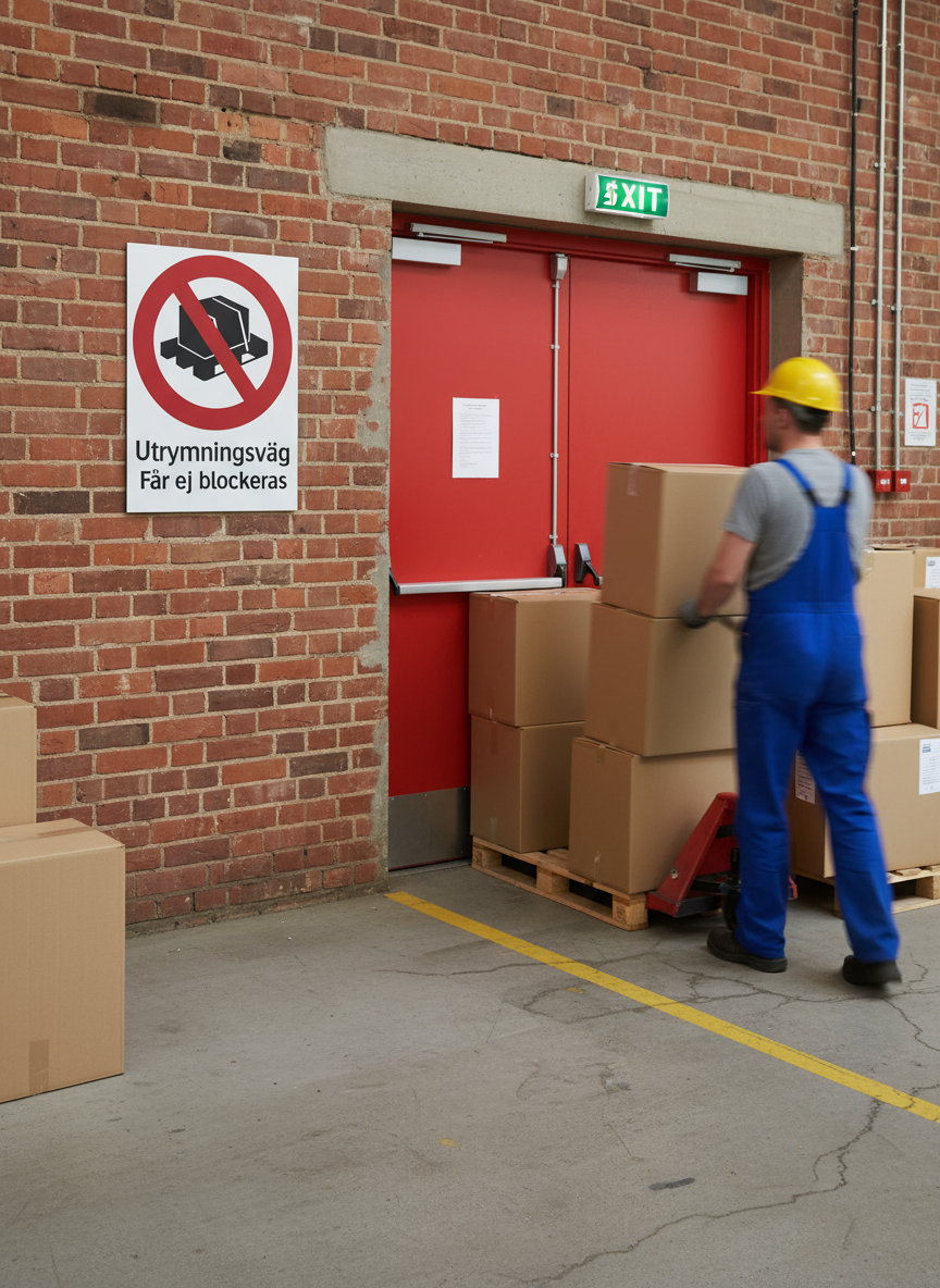 Premium Prohibition Sign - Emergency Exit Path Must Not Be Blocked in Various Materials and Sizes for Safety and Clarity