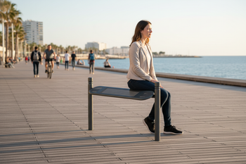 Premium 0.9m Perch Bench with Rounded Forms for Urban Environments and Durable Weather Resistance