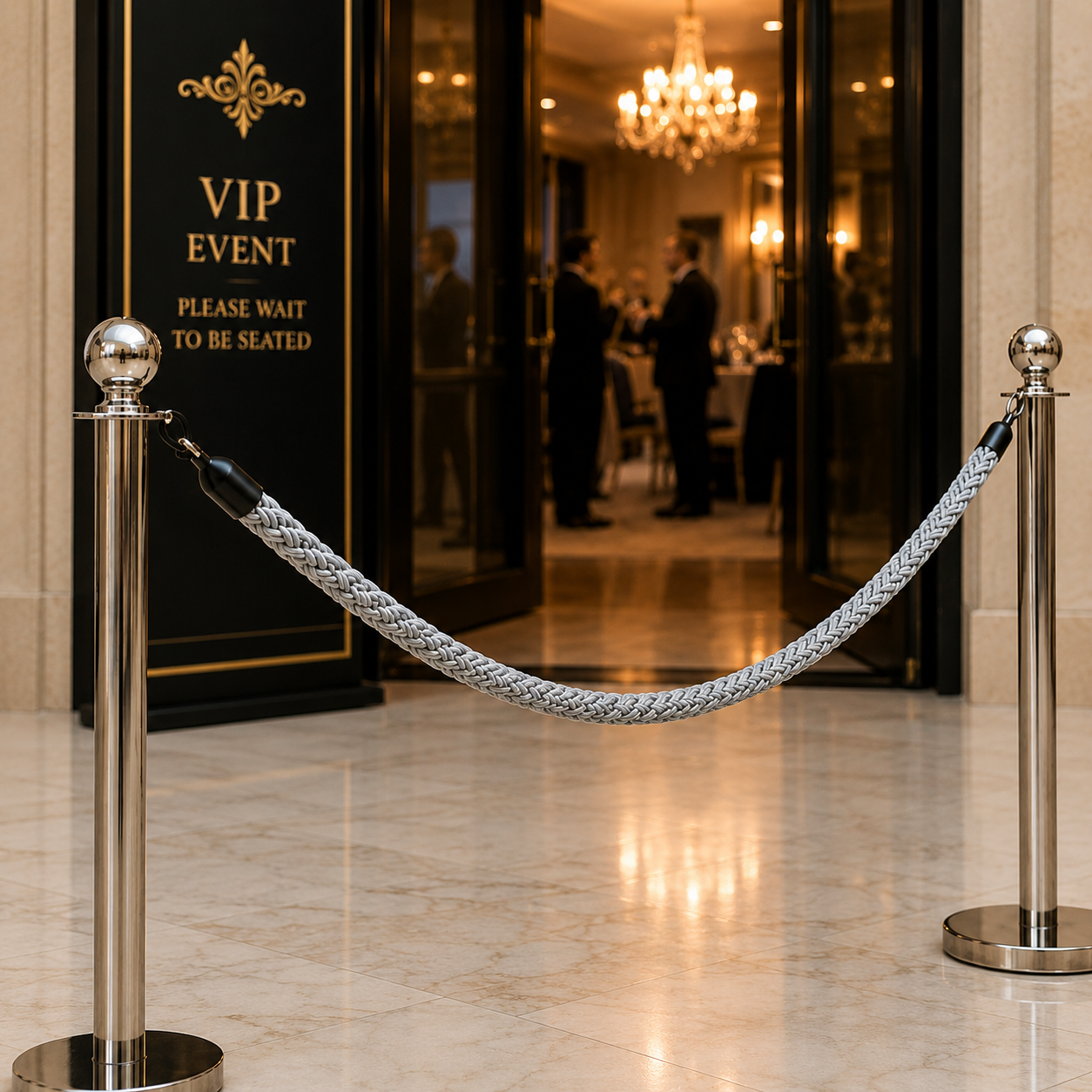 Braided Barrier Rope with Snap-Ends for Crowd Control