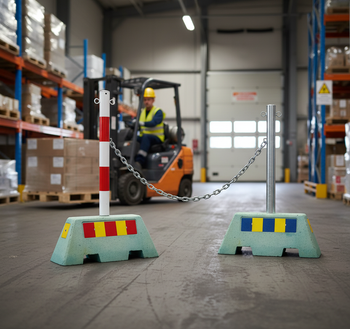 Premium Complete Concrete Barrier Solution with Galvanized Steel Post for Temporary Traffic Control and Site Safety