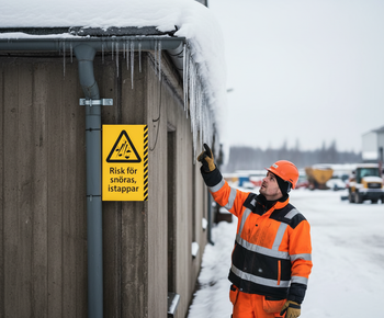 Premium Warning Sign for Snow and Ice Falls with Mounting Bracket - Safety Notification for Slopes and Eaves