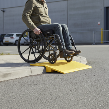Heavy Duty Wheelchair Kerb Ramp for Up to 500kg with Non-Slip Surface and High Visibility Finish