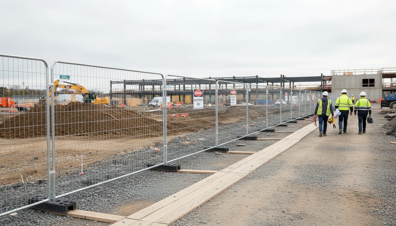 Premium Temporary Fence with Rounded Corners - Complete Set for Secure Access Control (105m Length)