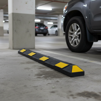 Premium 1800mm Rubber Parking Wheel Stop with Reflective Tape and Heavy Duty Fixings for EV Charging Bays