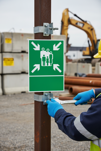 Professional Emergency Assembly Point Sign - Self-Adhesive, PVC Plastic, and Magnetic Options Available in Multiple Sizes