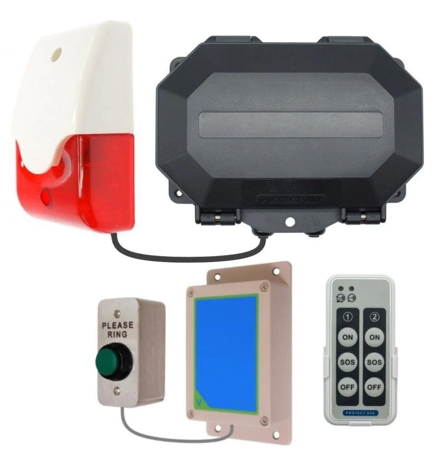 Wireless Commercial Doorbell Included Heavy Duty Push Button - Siren & Flashing Strobe With Adjustable Duration Options