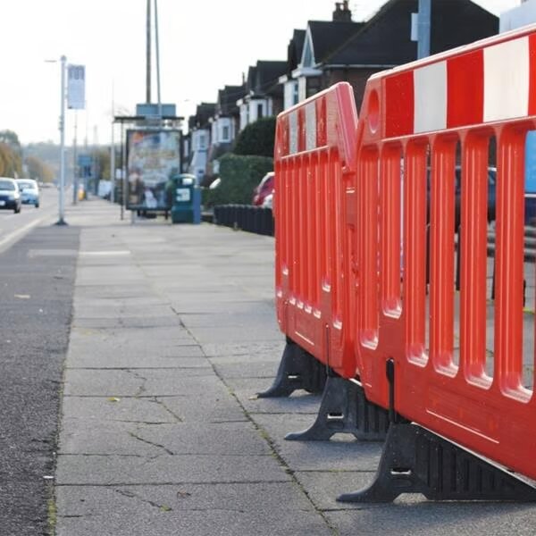 Blow Moulded Barriers - Orange with Red/White Reflective Panel - 1000mmH x 2000mmL x 50mmD