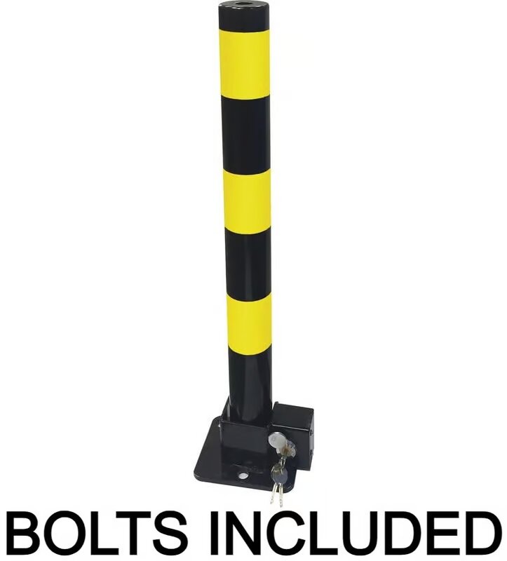Lockable Fold-Down Car Parking Post - Yellow and Black - 600mm x 60mm