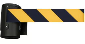 Yellow/Black Wall Mounted Retractable Belt Barrier - 5m
