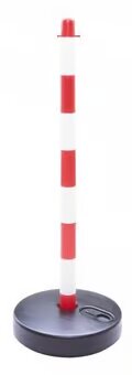 Red/White Traffic Control Chain Post - Fillable Round Base