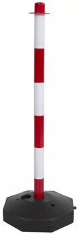Red / White Plastic Safety Post with Cap and Octagon Shaped Base
