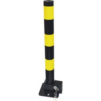 Lockable Fold-Down Car Parking Post - Yellow and Black - 600mm x 60mm