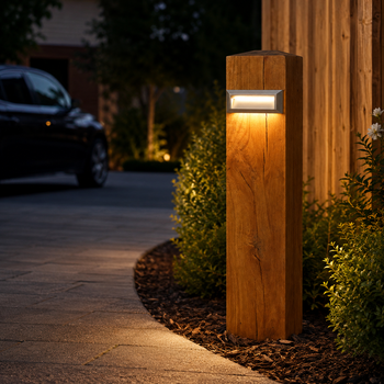 Premium Double Indirect Wooden Bollard Light with DarkSky Approval for Eco-Friendly Outdoor Illumination