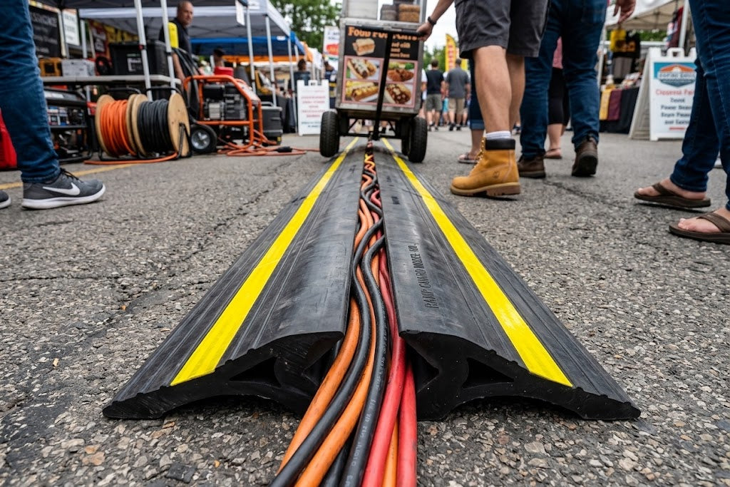 Cable Protector – Yellow Safety Stripes or Black – 2000kg Capacity – Commercial