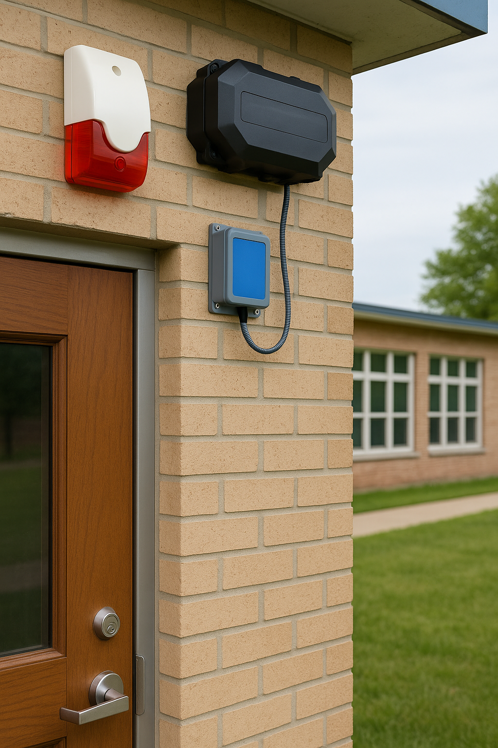 Long Range Wireless Gate Alarm With Outdoor Receiver & Siren & Flashing Strobe Light