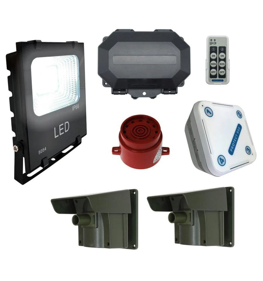 Security Floodlight & Adjustable Siren Wireless Driveway PIR Alarm With Outdoor & Indoor Receivers