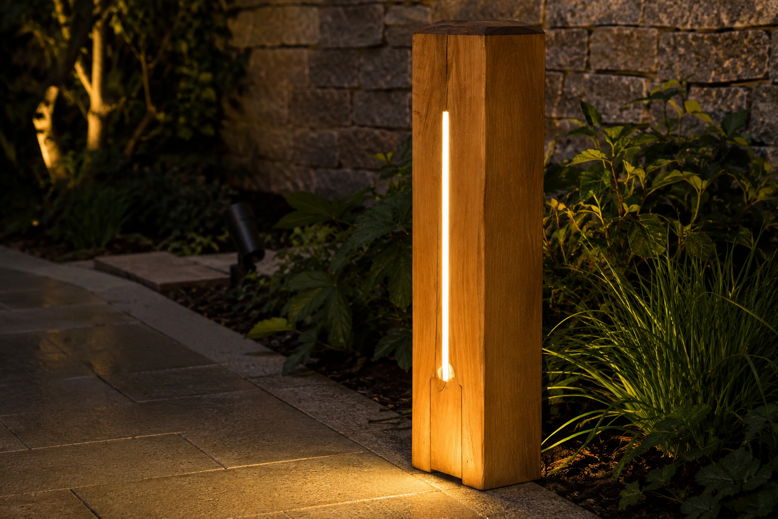 Premium Double Indirect Wooden Bollard Light with DarkSky Approval for Eco-Friendly Outdoor Illumination