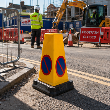 Professional No Waiting Traffic Cone with Reflective Symbol for Private Use - Durable PVC Base and Vibrant Yellow Design